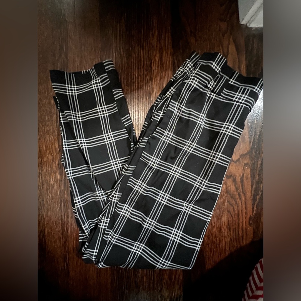 Black and White Plaid High Waisted Pants
